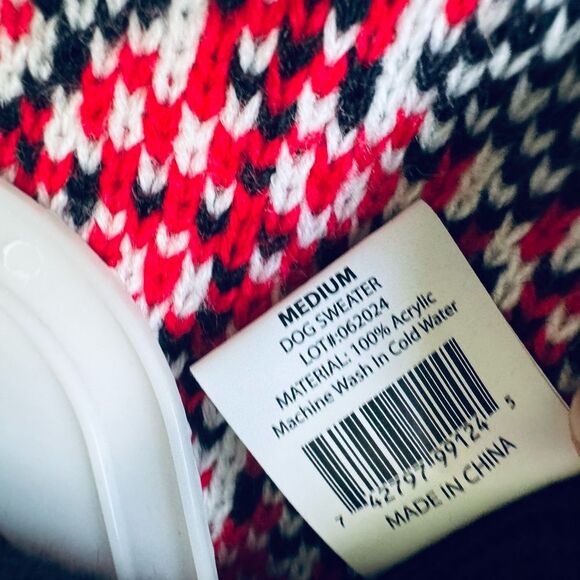 Disney Mickey Mouse Red Plaid Christmas Holiday Dog Pet Sweater M - Picture 4 of 4